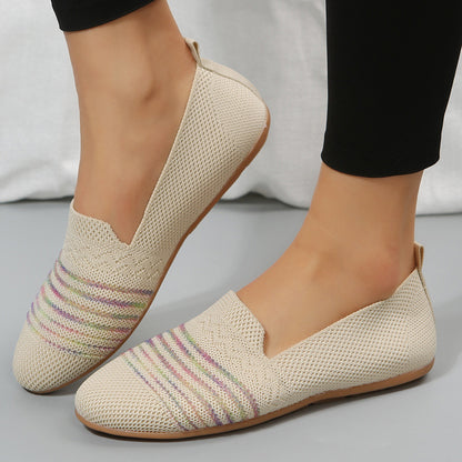 New women's flying weaving flat shoes