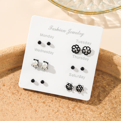 Hot Pearl Stud Earrings Set - Simple Design, Versatile Alloy Jewelry