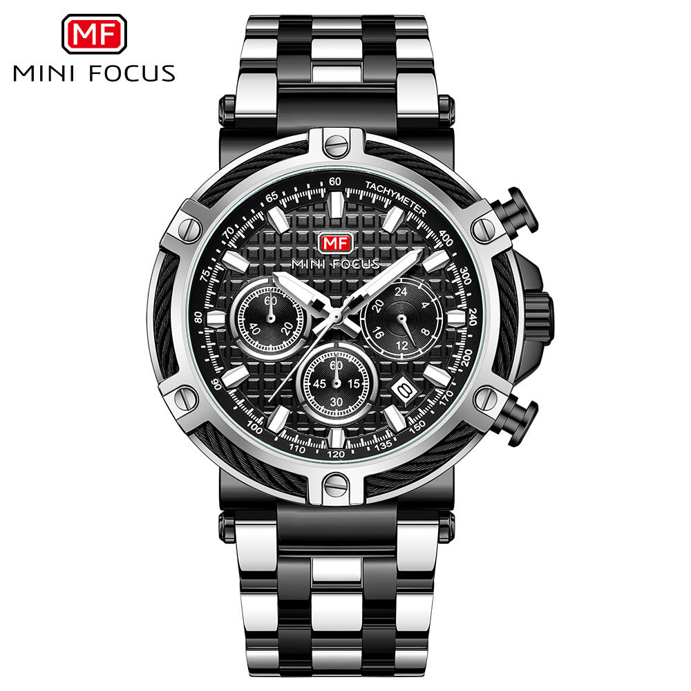 Mini Focus Men's Casual Watch - Waterproof Quartz Luminous Steel Band