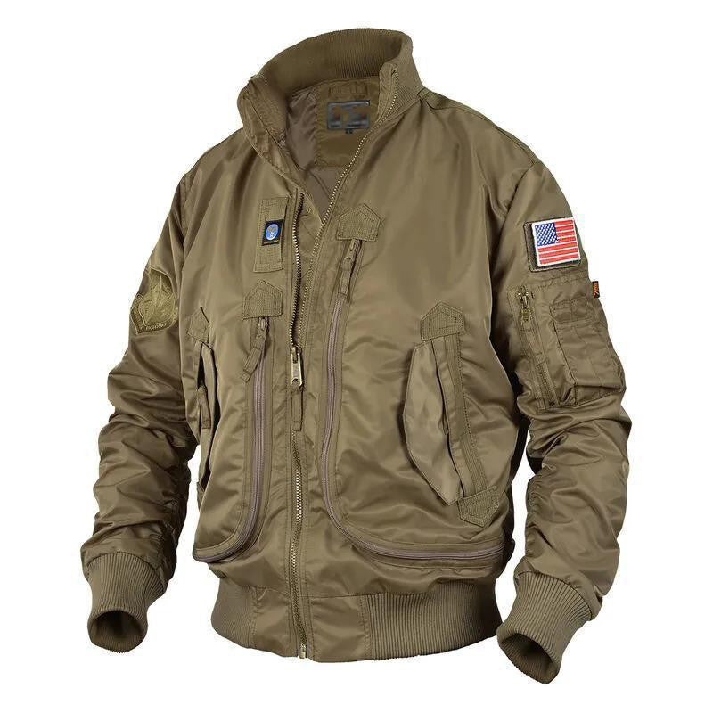 Mens Air Force Pilot Baseball Jacket  Tactical Stand Collar Leader Fan Coat