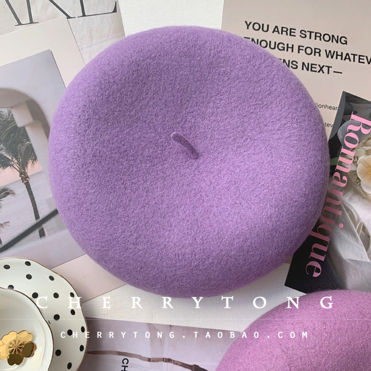 Retro Wool Beret  Cashmere & Wool Women's Hat for Autumn & Winter