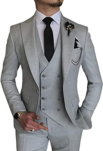 Men's Slim Fit 3-Piece Suit - Formal Wedding, Prom, Banquet Party Suit
