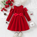 Girls' Festive Red Flannel Dress