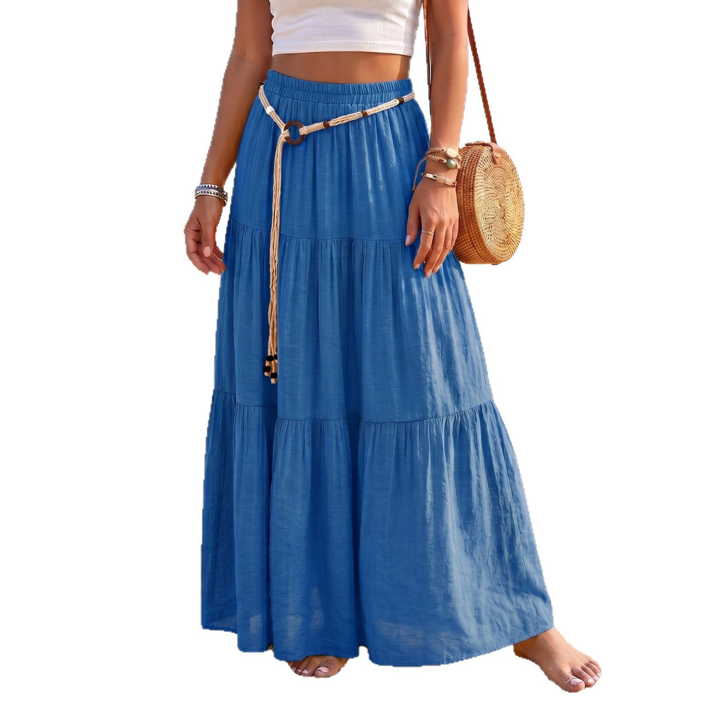 Solid Color Patchwork Layered Cake Skirt