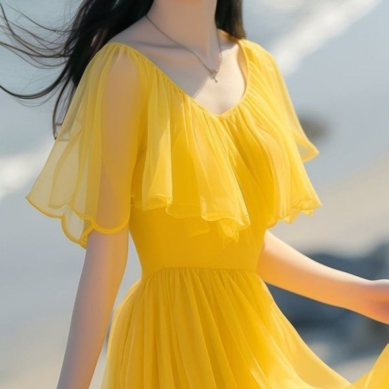 French Yellow Bubble Dress