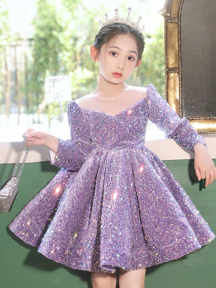 Sparkling Puff Sleeve Princess Dress