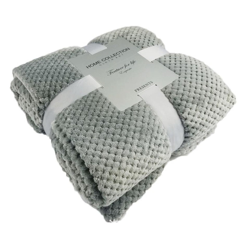 Pineapple Plaid White Thickened Coral Fleece Sofa Blanket