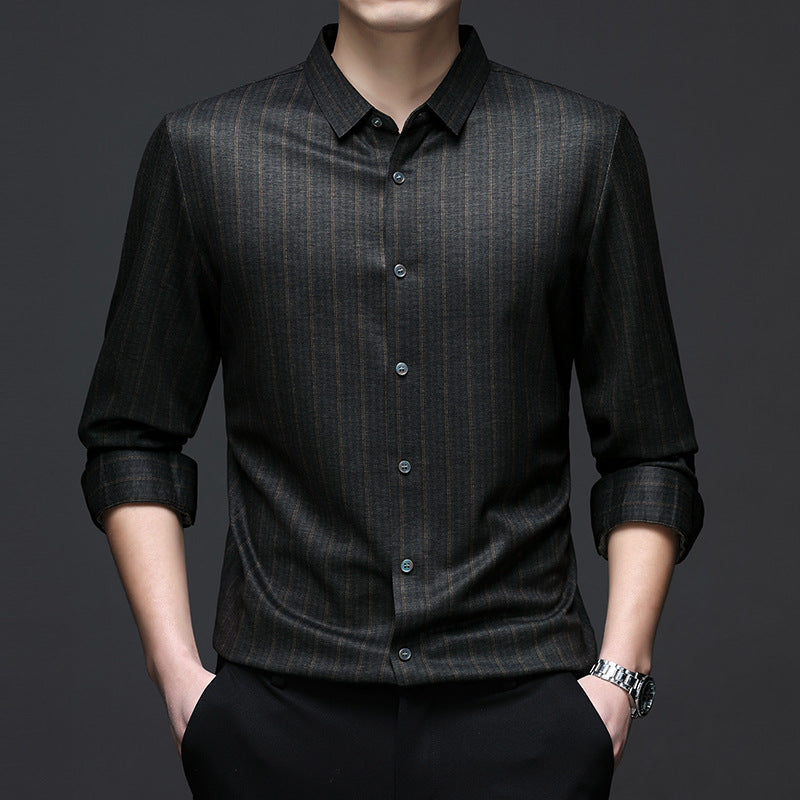 Vertical Stripe Button-Up  Midnight Edition
