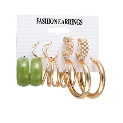 Creative French retro gold earrings set