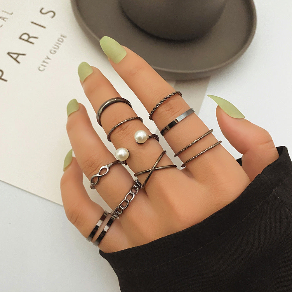 Butterfly ring opening multi-joint ring set 22 pieces love ring female design sense niche