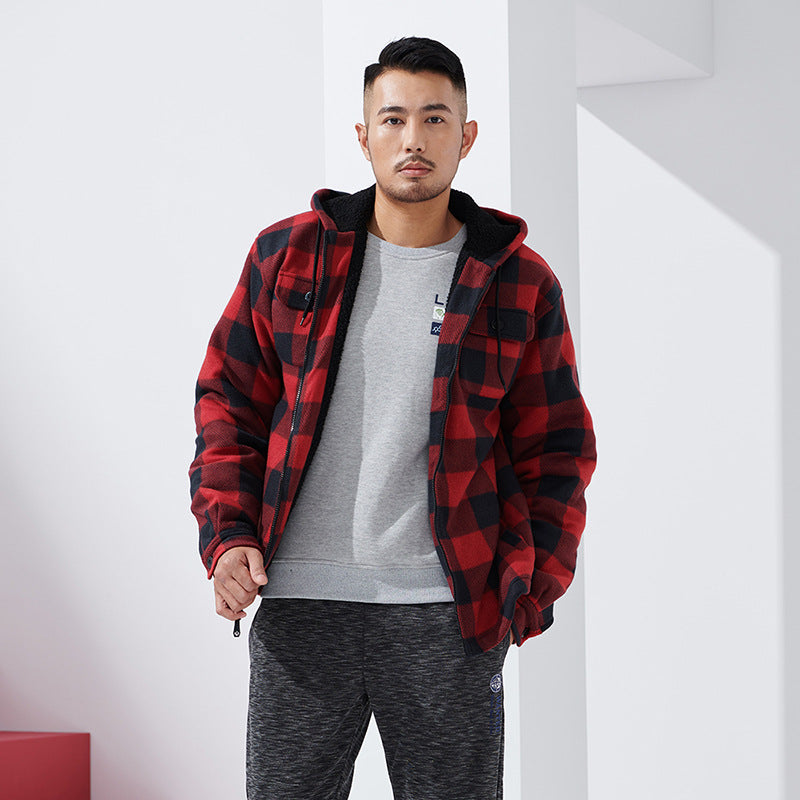 Men's Fleece Plaid Hoodie