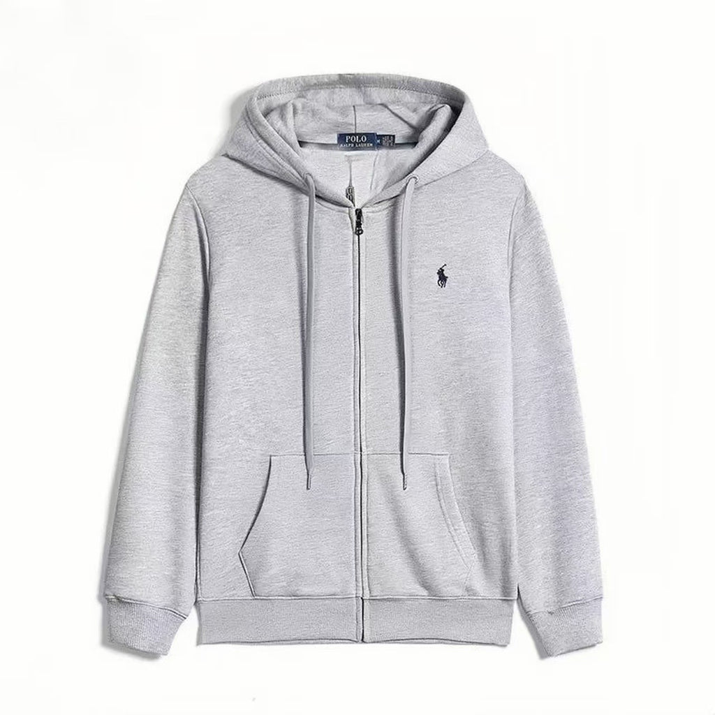 Mens Thick Cotton Fleece Zip-Up Hoodie