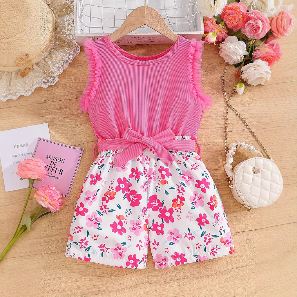 Pink Flutter-Sleeve Jumpsuit