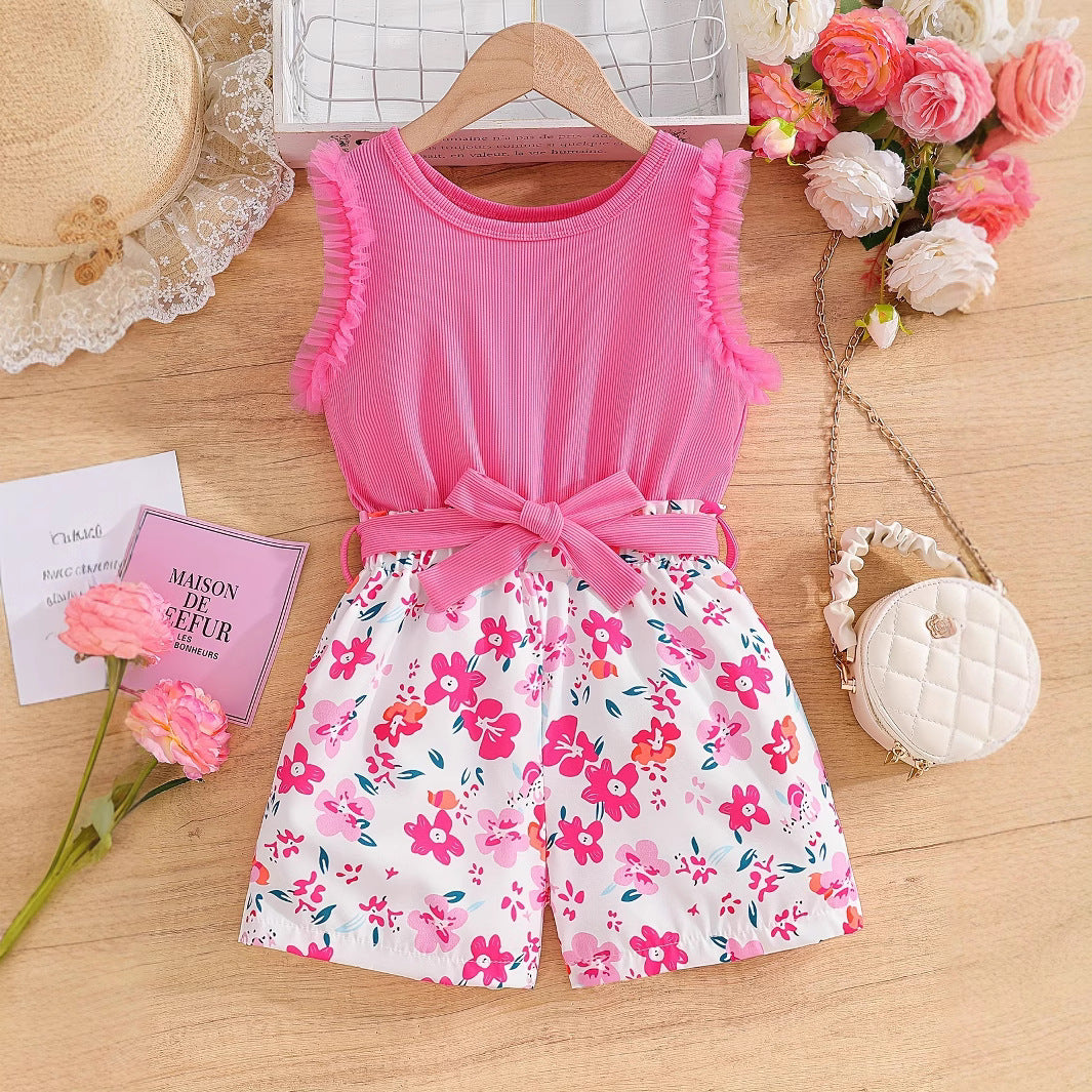 Pink Flutter-Sleeve Jumpsuit