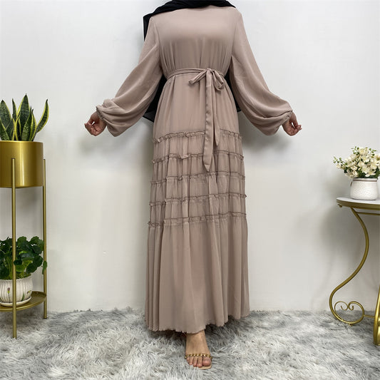 Elegant Double Chiffon Loose Hem Islamic Dress