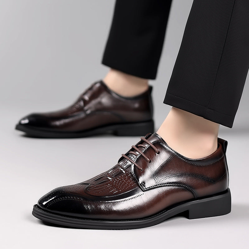 Mens Crocodile Pattern Brogue Leather Shoes