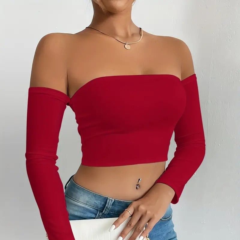 Women's Summer Sexy Waist Long-Sleeved Bodysuit Two-Piece Set