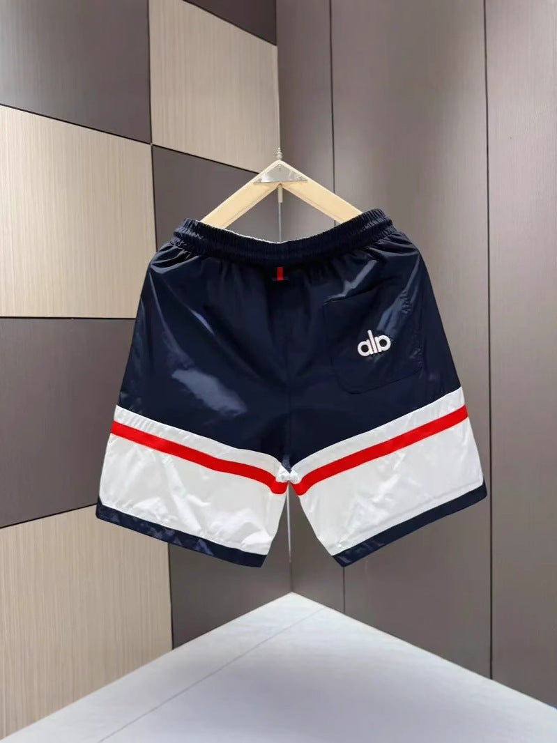 Men's Color Block Casual Shorts  Loose Fit Summer Cropped Pants