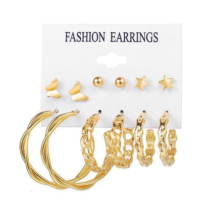 Creative French retro gold earrings set