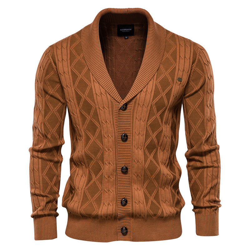 Mens Korean Style Color Block Knit Sweater Jacket