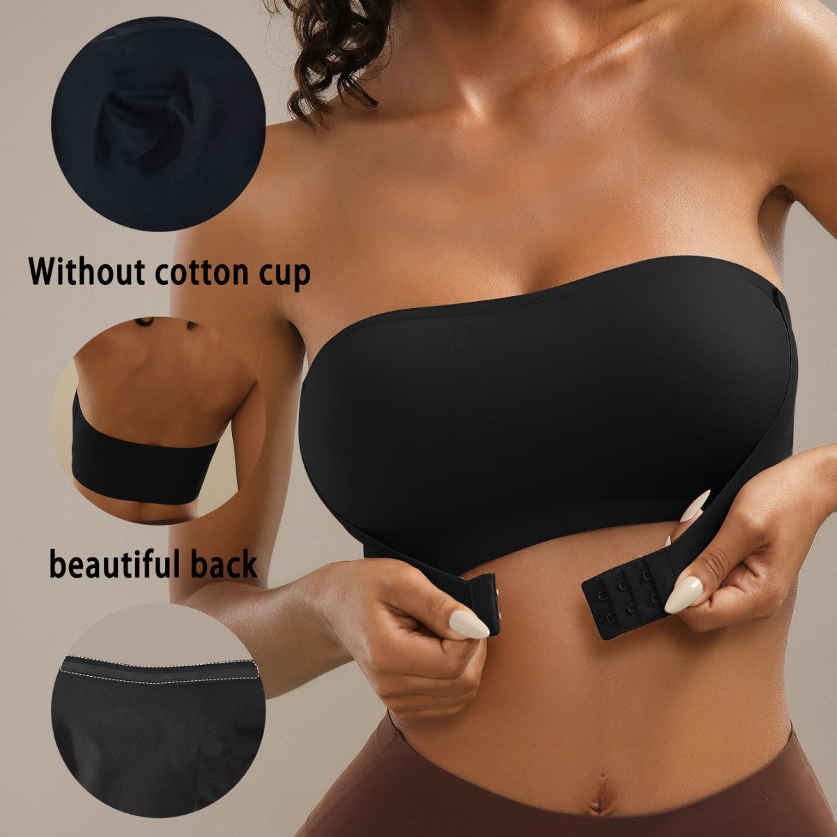 Non-Slip Strapless Front Buckle Bra