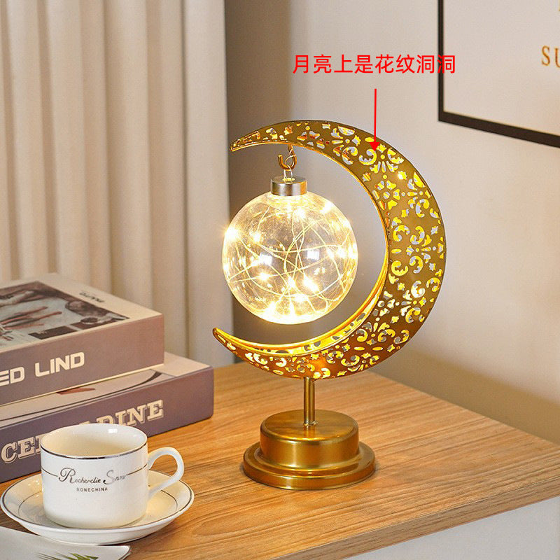 LED Wrought Iron Moon Pendant Lamp