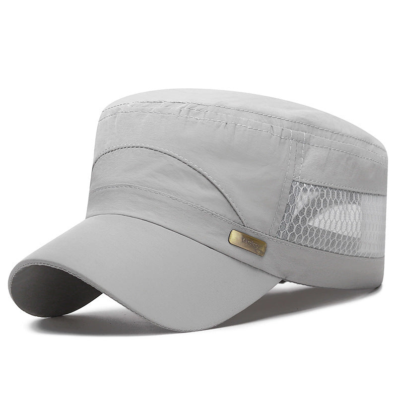 Men’s Breathable Mesh Flat Hat for Summer Outdoor Travel