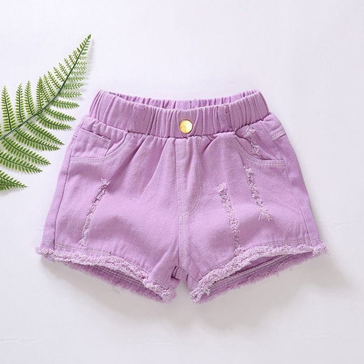RuffleRise Denim Shorts