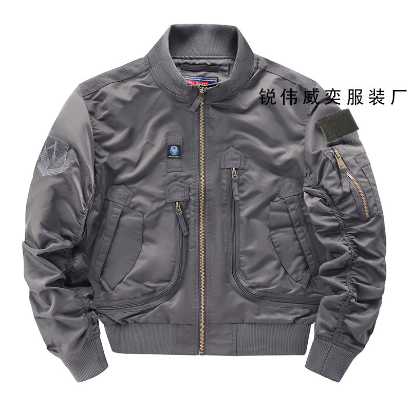 Mens Air Force Pilot Baseball Jacket  Tactical Stand Collar Leader Fan Coat