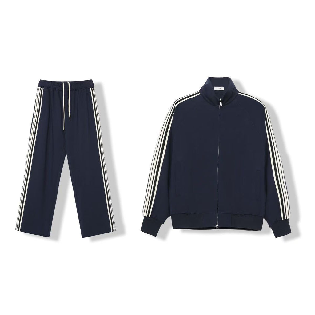 Casual Sports Suit Long Sleeve Three-Bar Sweatshirt & Pants 2-Piece Set (On Hand)