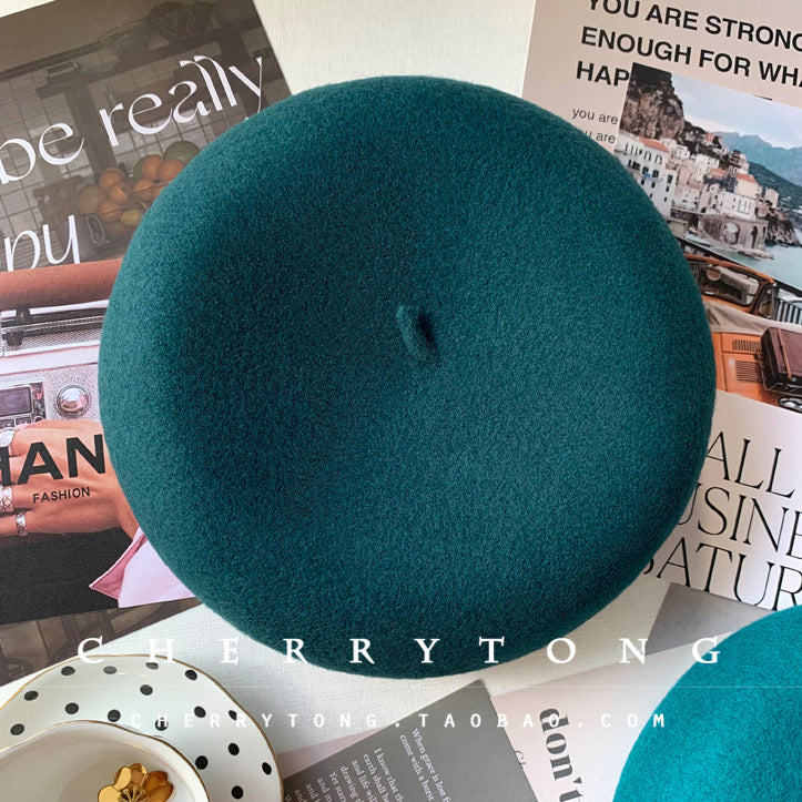 Retro Wool Beret  Cashmere & Wool Women's Hat for Autumn & Winter