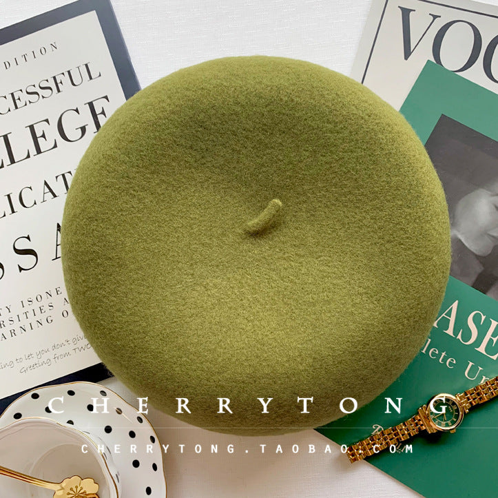 Retro Wool Beret  Cashmere & Wool Women's Hat for Autumn & Winter