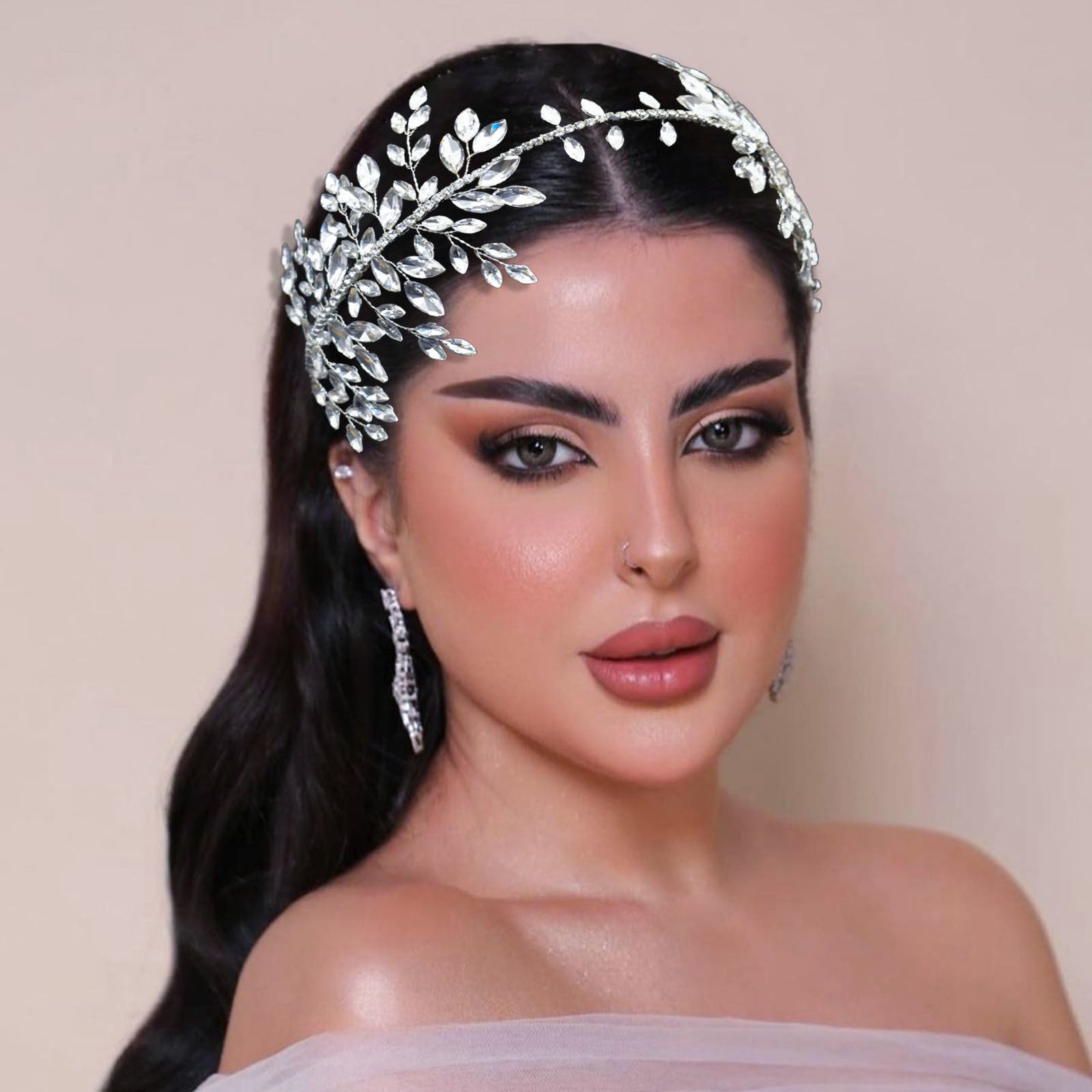 Bridal rhinestone hand-pressed wedding dress headband