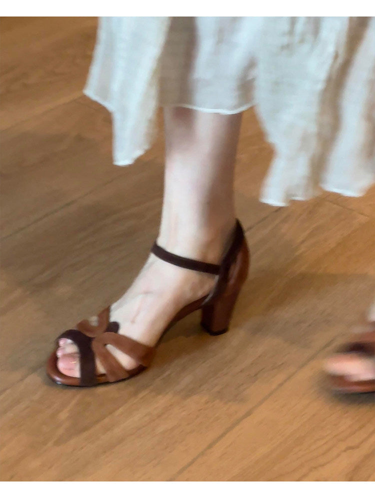 Vintage Woven Strappy Roman Sandals - Soft Sole Summer Heels