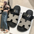 Thick-Soled Color-Blocked Velcro Sandals