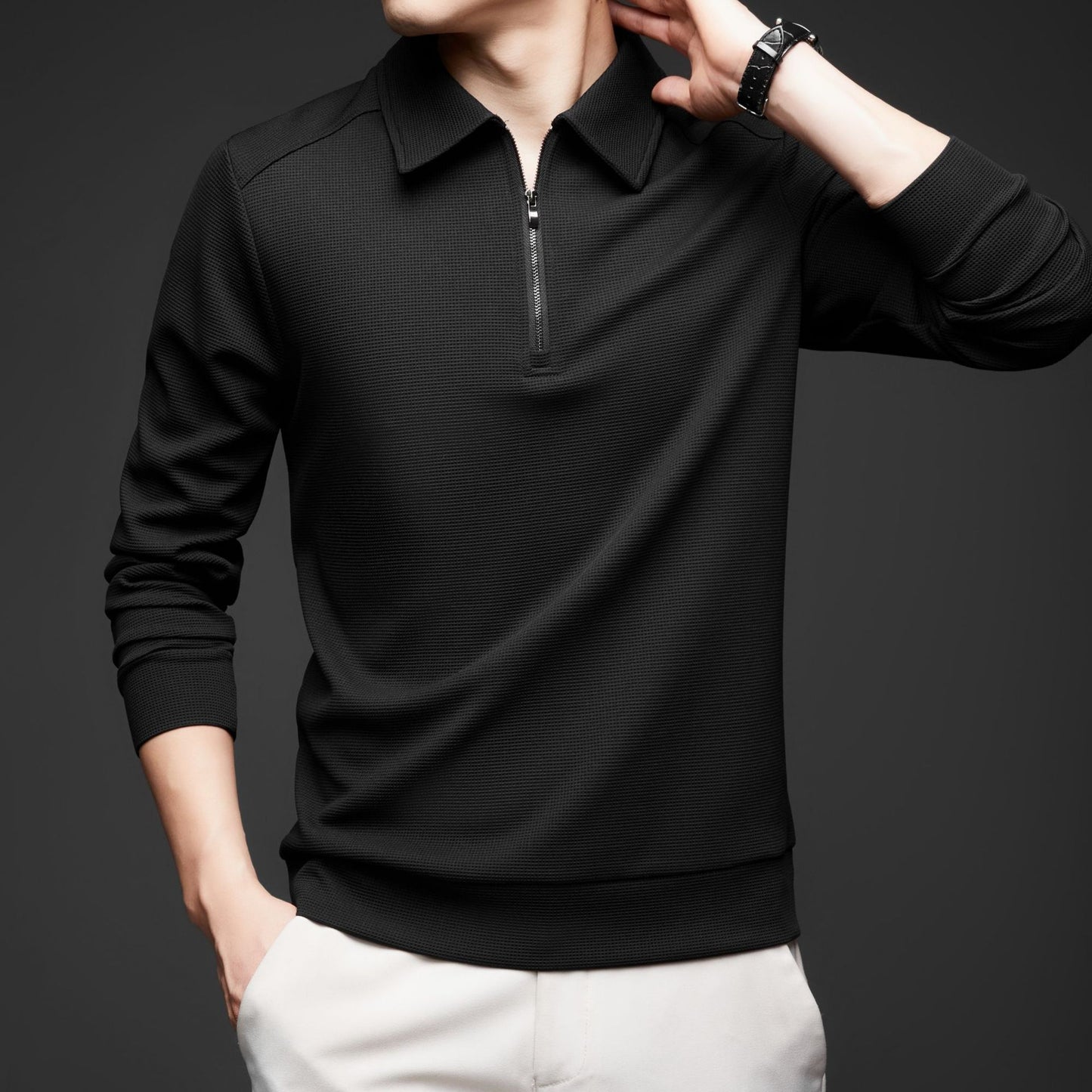 Solid Quarter-Zip Pullover