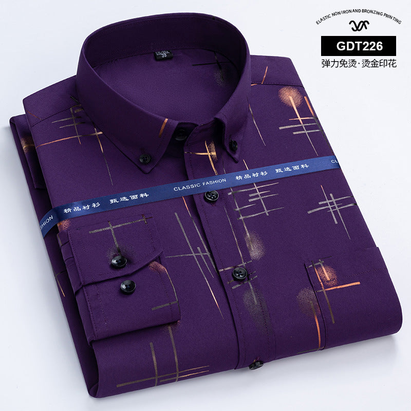 Men's Non-Iron Plaid Shirt  Spring/Autumn Business Casual