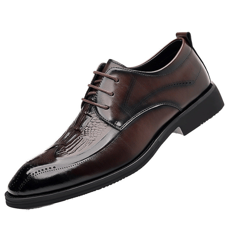 Mens Crocodile Pattern Brogue Leather Shoes