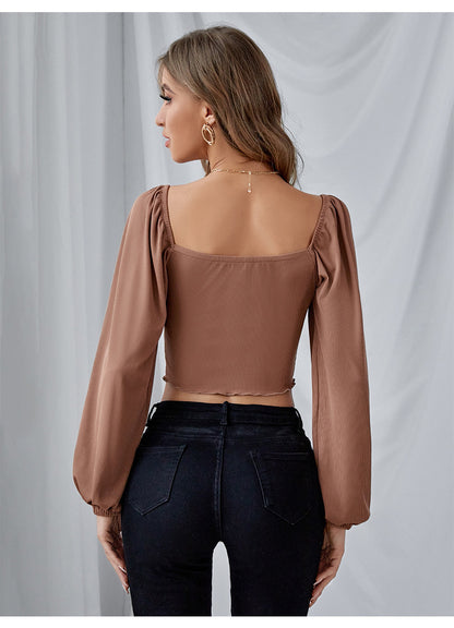 Sexy Slim Low Cut Shirt - Crop Top