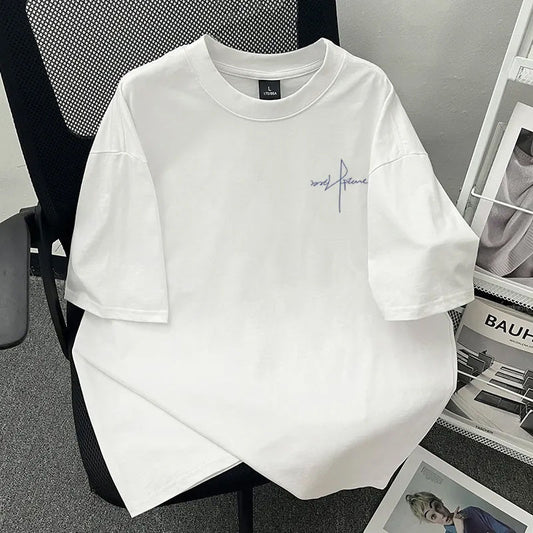 Cotton Loose Fit Letter Print T-Shirt
