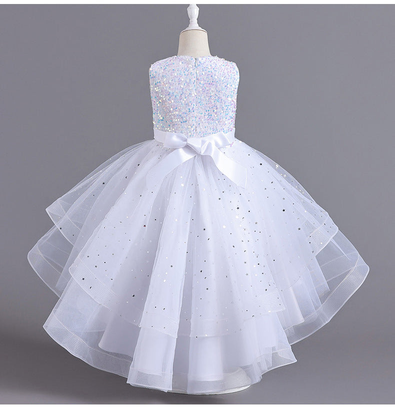 Girls' Glitter Tulle Trailing Dress