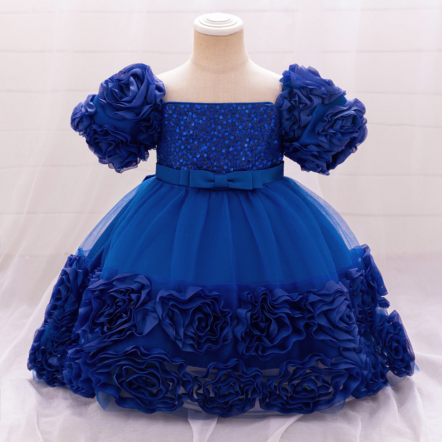 Rosette Ruffle Sequin Princess Dress