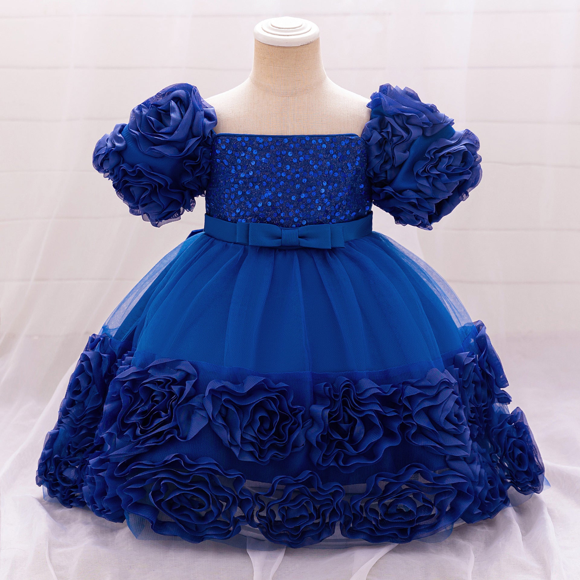 Rosette Ruffle Sequin Princess Dress