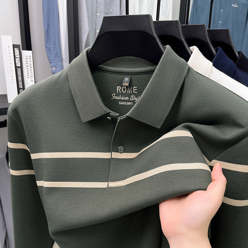 Striped Long-Sleeve Polo