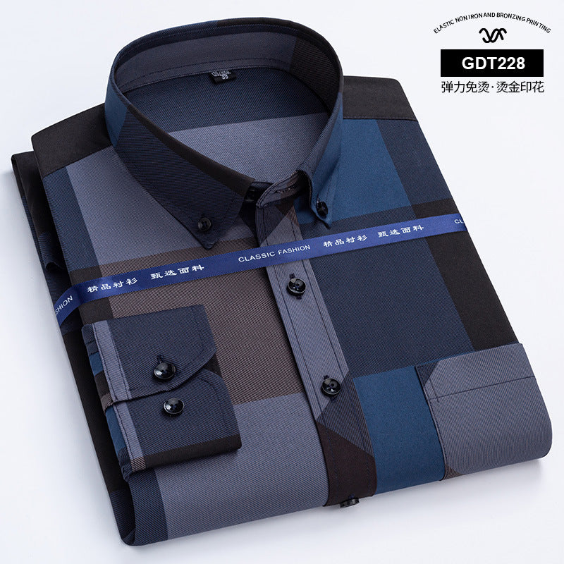 Men's Non-Iron Plaid Shirt  Spring/Autumn Business Casual