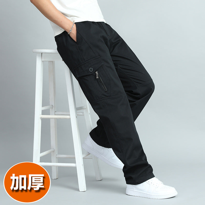Men's Summer Thin Cotton Cargo Pants – Loose Fit Multi-Pocket Straight Casua