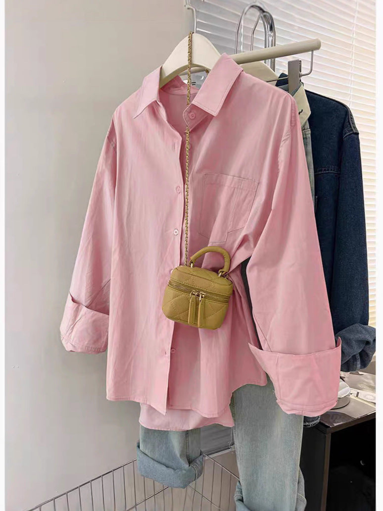 Womens Cotton Long Sleeve Layered Shirt  Spring & Autumn Cardigan Style Top