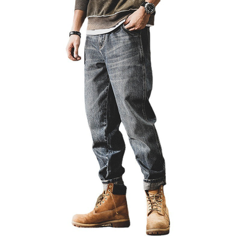 Mens  Retro Cargo Jeans  Loose Straight-Leg Ami Click Style