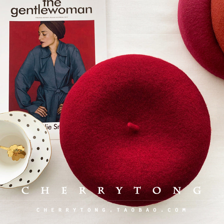 Retro Wool Beret  Cashmere & Wool Women's Hat for Autumn & Winter