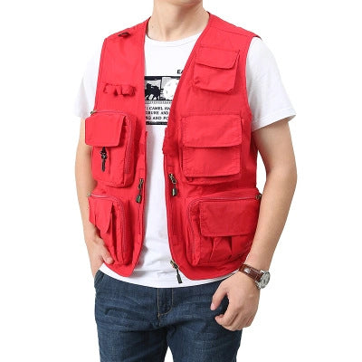 Mens Outdoor Detachable Multi-Pocket Travel Vest